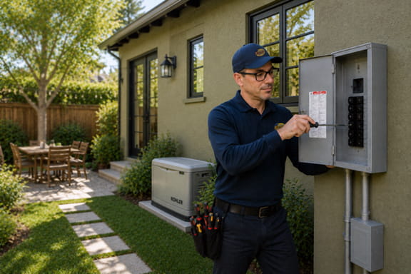 Kohler standby generator installed at Berkeley home with automatic transfer switch