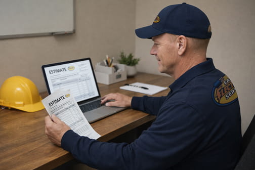Electrician preparing written estimate for EV charger installation