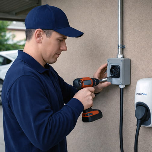 240 volt NEMA 14-50 outlet installation for EV charging