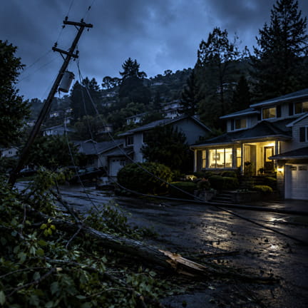 Oakland hills home running on standby generator power during neighborhood PSPS outage