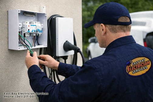 Level 2 EV charger installation by East Bay electrician