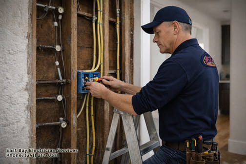 Whole home rewiring replacing knob and tube wiring in Montclair house