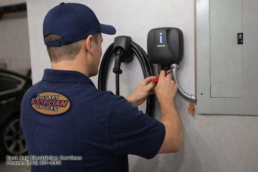 Level 2 EV charger installation in Temescal garage