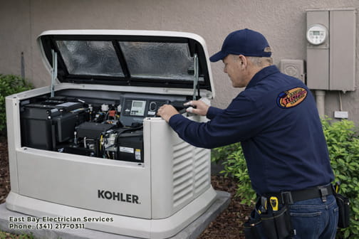Standby generator installation with transfer switch